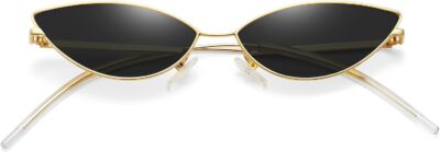 Retro Small Cat Eye Sunglasses for Women Men Metal Frame Trendy Narrow Sun Glasses 90s Y2K Parties Concerts