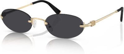 Retro Small Oval Sunglasses for Women Men, Trendy Rimless Sun Glasses Fashion Narrow Shades Y2K Designer Sunnies