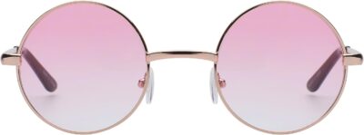 Round Sunglasses Metal Frame Circle Retro Hippie Sunglasses UV400 Protection